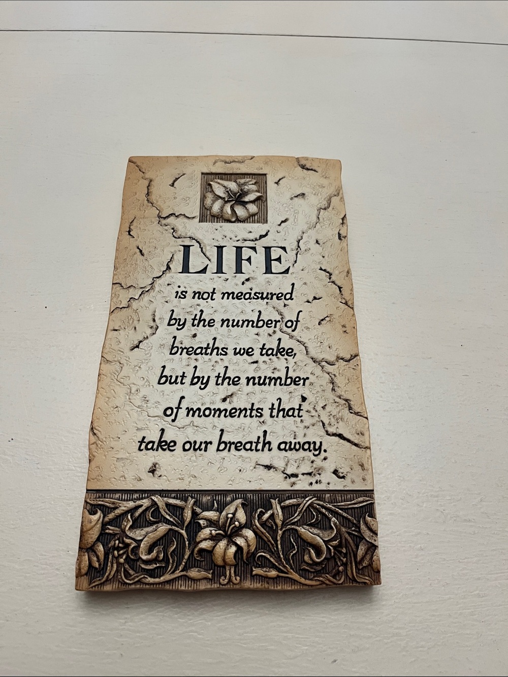 Decorative Cream 'Life' Wall Plaque with Floral Border